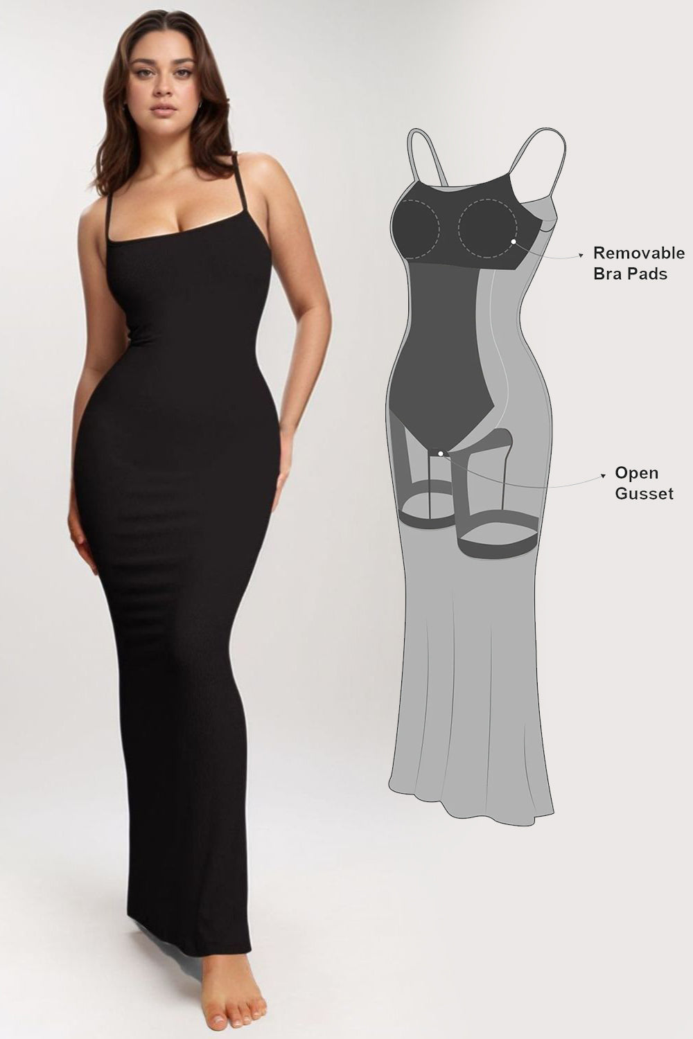 knee length dresses for ladies Basic Bae Built-In Shapewear Sleeveless Maxi Dress – Charming Charlie main image 1