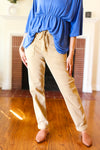 Explore More Collection - Feeling Femm' Khaki Garment Dyed Drawstring Jogger Jeans
