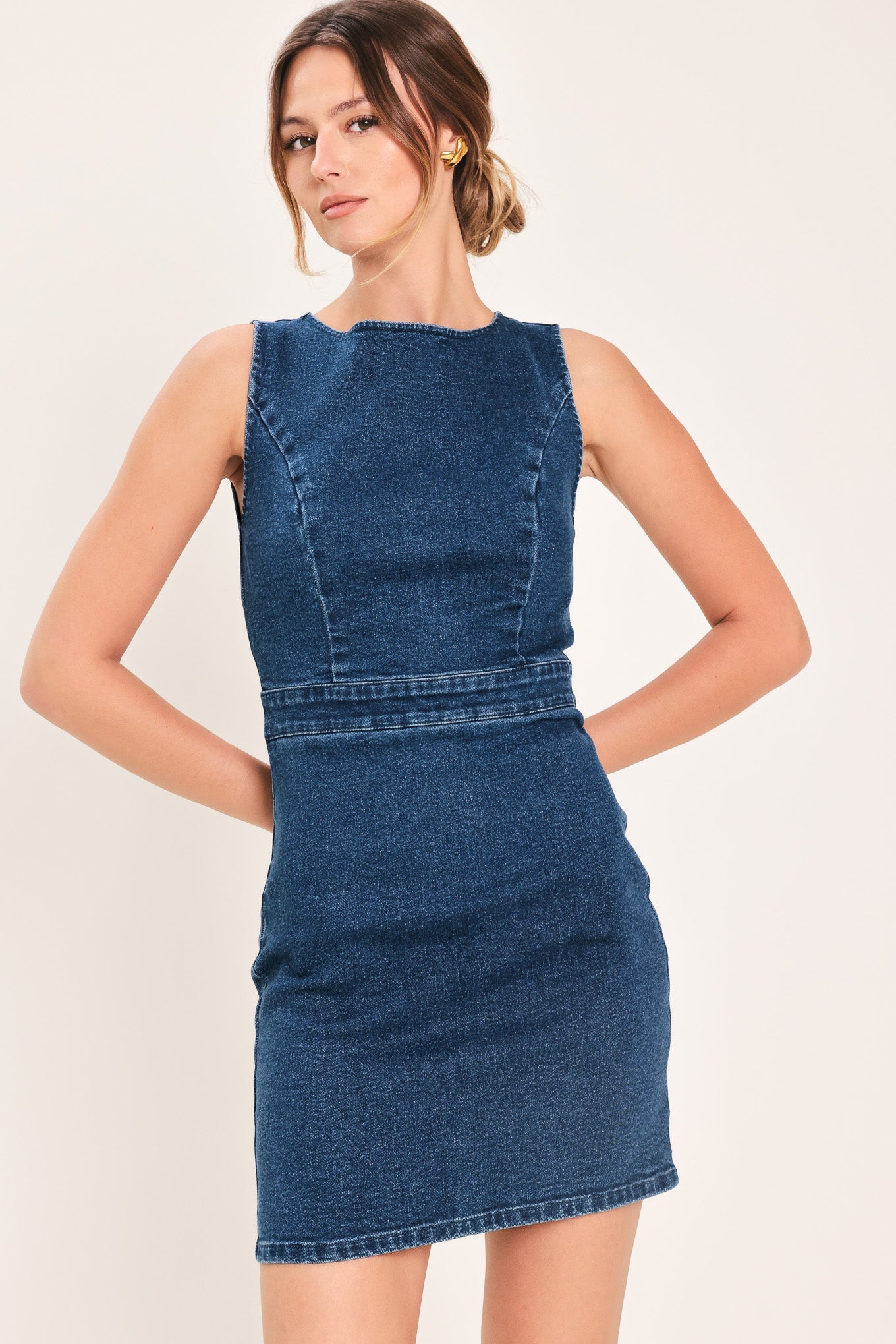 CLASSIC DENIM MINI DRESS l FLYING TOMATO MEDIUM INDIGO / S