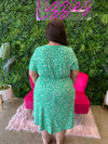 Tinley - A Short Sleeve Green Floral Midi Dress