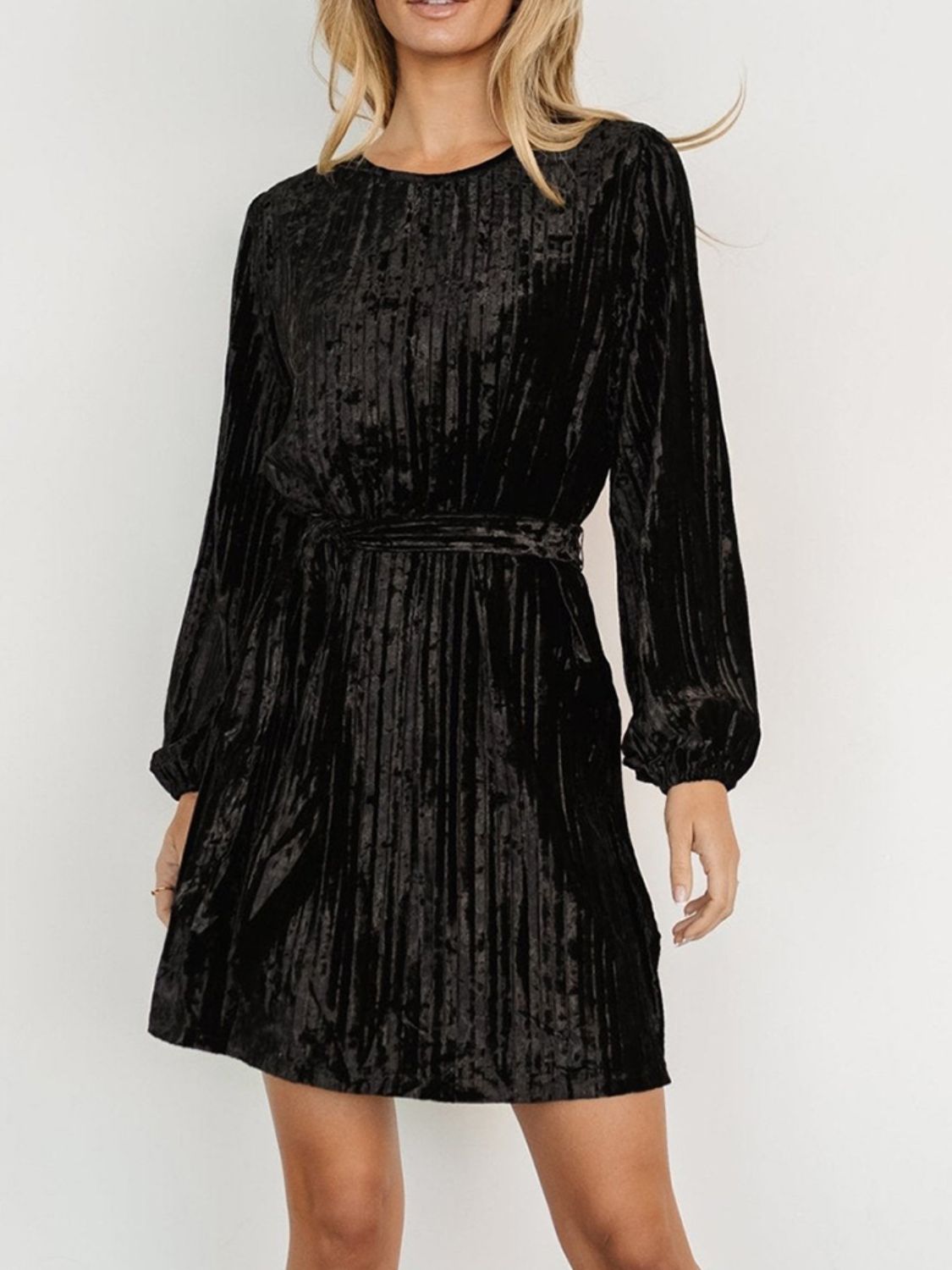 round neck long sleeve mini dress Explore More Collection