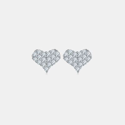 Explore More Collection - Moissanite 925 Sterling Silver Heart Stud Earrings