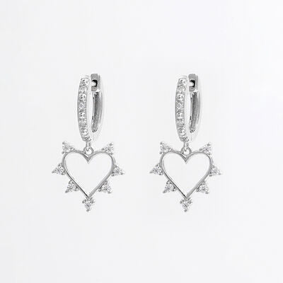 Explore More Collection - 925 Sterling Silver Inlaid Zircon Heart Dangle Earrings
