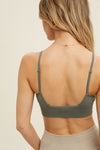 Emma - A Lined Ribbed Seamless Low Back Bralette - Choose Color