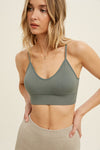 Emma - A Lined Ribbed Seamless Low Back Bralette - Choose Color