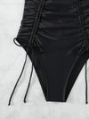 Explore More Collection - Drawstring Scoop Neck Wide Strap One-Piece Swimwear