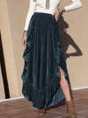 Explore More Collection - Ruffle Trim Wide Leg Slit Pants