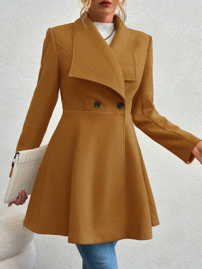 Explore More Collection - Collared Neck Button Up Long Sleeve Coat