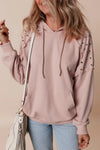 Explore More Collection - Rivet Drawstring Long Sleeve Hoodie