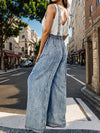 Explore More Collection - Adjustable Strap Wide Leg Denim Overalls