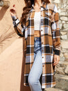 Explore More Collection - Plaid Collared Neck Long Sleeve Jacket