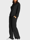 Explore More Collection - Round Neck Long Sleeve Top and Slit Pants Set