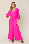 Explore More Collection - Double Take Full Size Half Sleeve Wide Leg Jumpsuit