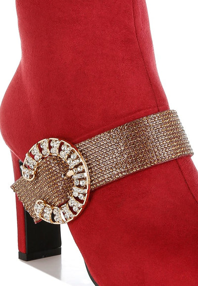 Explore More Collection - Asagao Diamante & Rhinestones Strap Boots