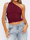 Explore More Collection - Ruched One Shoulder Tank