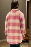 Explore More Collection - Slit Plaid Collared Neck Shacket