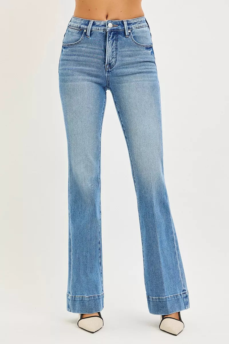 RISEN Tummy Control 4 Way Stretch Mid Rise Flare Jeans