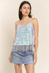 Explore More Collection - J.NNA Sequin Tassel Hem Flowy Cami