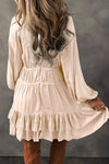 Explore More Collection - Frill Ruffled V-Neck Long Sleeve Mini Dress