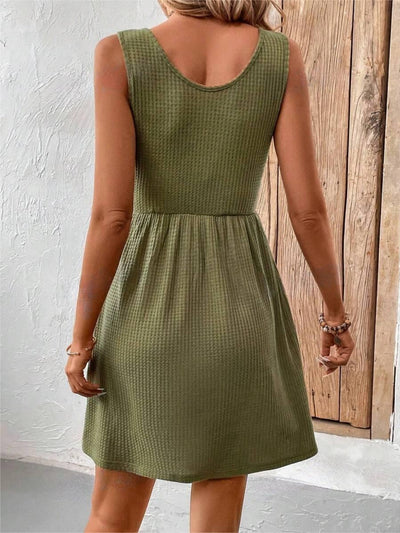 Explore More Collection - Scoop Neck Wide Strap Mini Tank Dress