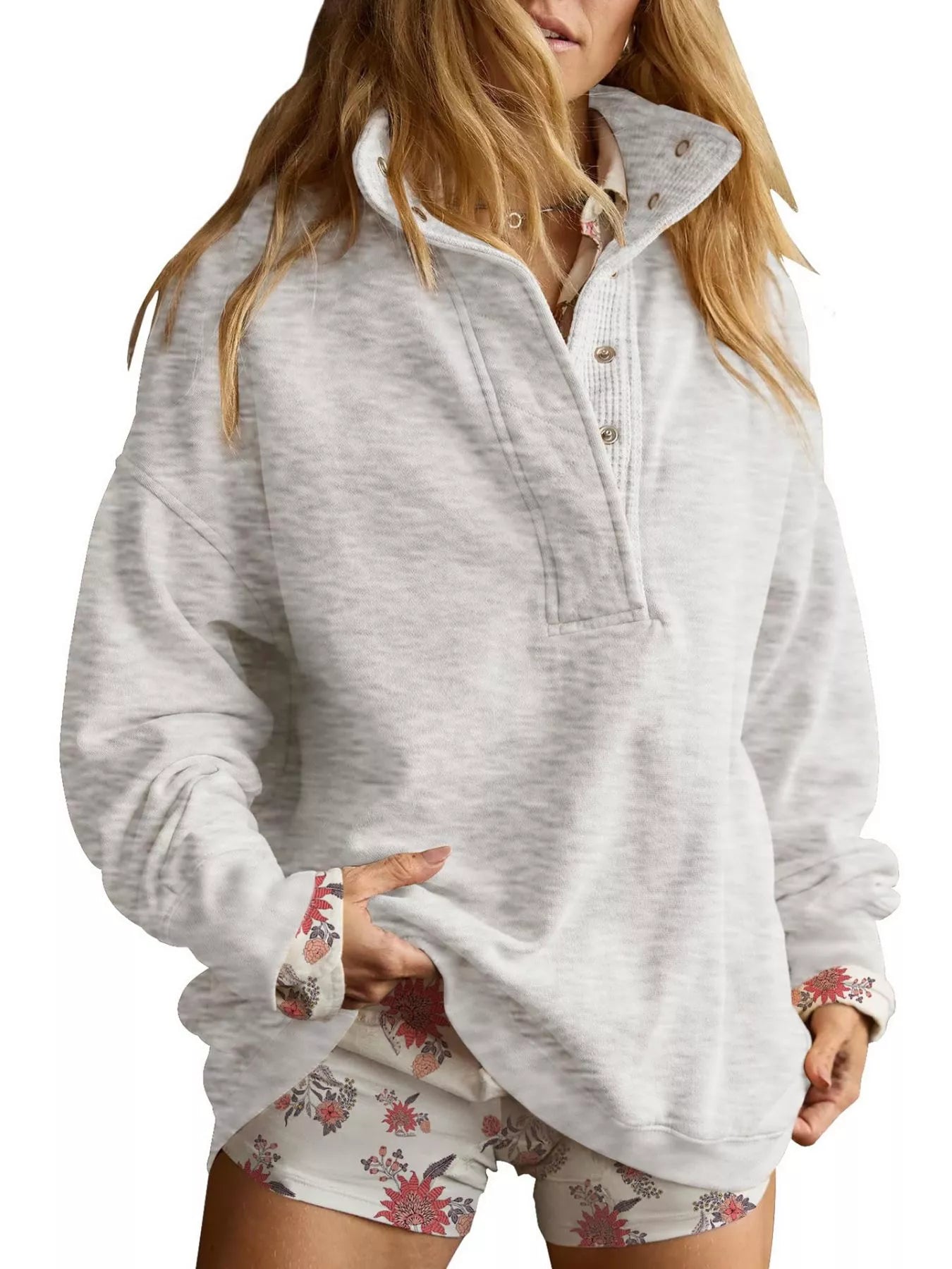 Half Snap Dropped Shoulder Sweatshirt