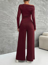 Explore More Collection - Long Sleeve Top and Wide Leg Pants Set