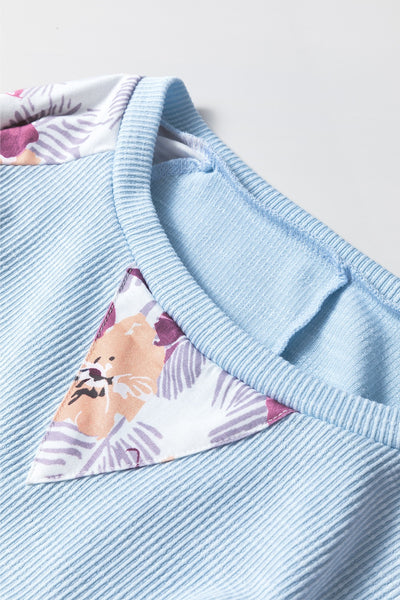 Explore More Collection - Printed Round Neck Balloon Sleeve Sweatshirt
