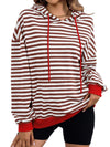 Explore More Collection - Drawstring Striped Long Sleeve Hoodie