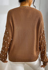 Explore More Collection - Pearl Detail Round Neck Long Sleeve Sweater