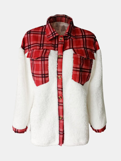 Explore More Collection - Fuzzy Button Up Long Sleeve Jacket