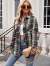 Explore More Collection - Pocketed Plaid Collared Neck Long Sleeve Shirt