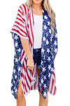 Explore More Collection - Full Size Star & Stripes Open Front Cover Up