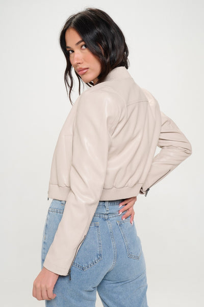 Explore More Collection - Coalition LA Zip Up Cropped Bomber Jacket