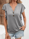 Explore More Collection - Full Size Ruffled Notched Cap Sleeve T-Shirt