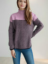 Explore More Collection - Contrast Turtleneck Long Sleeve Sweater