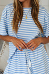 Explore More Collection - Striped Round Neck Top and Shorts Set