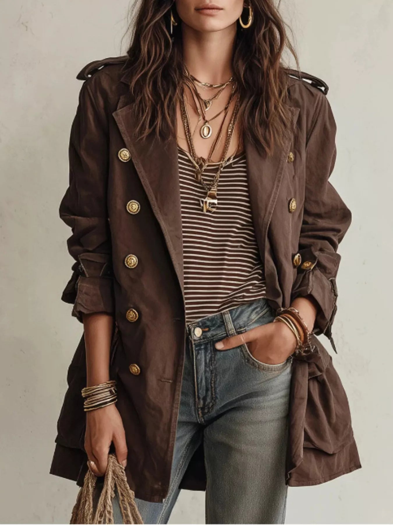 Double-Breasted Belt Trench Coat