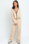 Explore More Collection - LE LIS COLLECTION Contrast Trim High Waist Wide Leg Sweater Pants