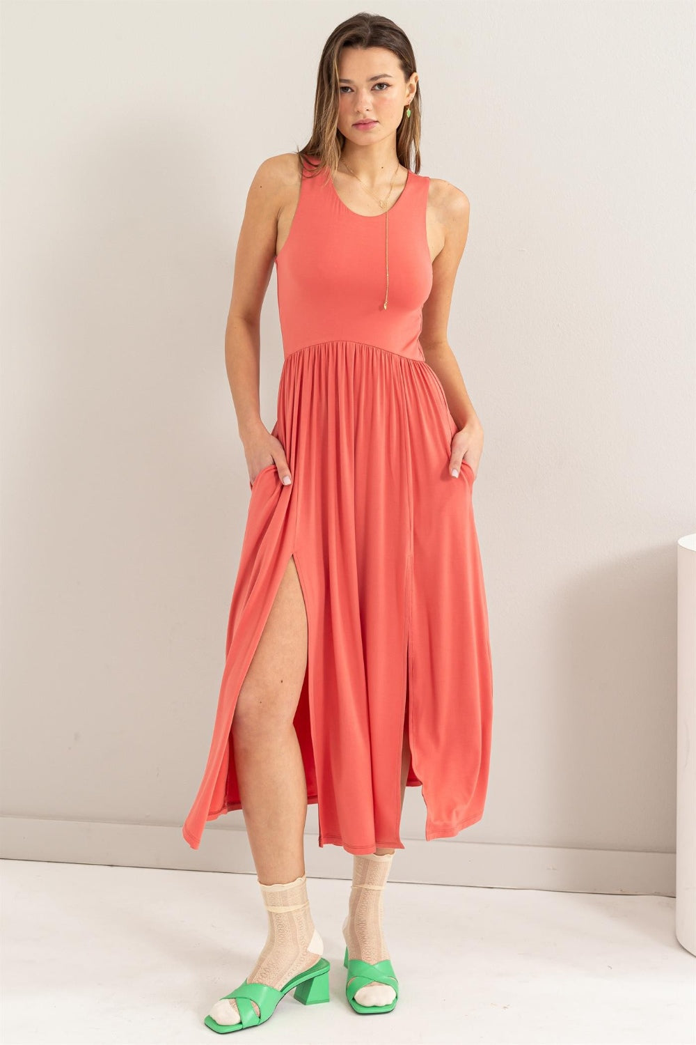 Explore More Collection - HYFVE Sleeveless Slit Midi Dress