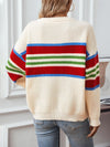 Explore More Collection - Contrast Stripes Round Neck Long Sleeve Sweater