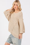 Explore More Collection - SAGE + FIG Distressed Asymmetrical Open Stitch Sweater