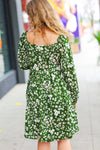 Explore More Collection - Positive Perceptions Olive Ditsy Floral Square Neck Dress