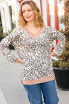 Explore More Collection - Go All Out Cream Animal Print Paisley Print V Neck Top