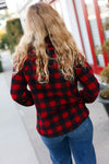 Explore More Collection - So Cozy Red Sherpa Plaid Asymmetrical Zip Sweater Top
