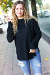 Explore More Collection - Classy Chic Black Mock Neck Chest Pocket Knit Sweater