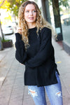 Explore More Collection - Classy Chic Black Mock Neck Chest Pocket Knit Sweater