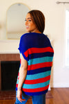 Explore More Collection - Forget Me Not Royal Blue Stripe Short Sleeve Dolman Sweater