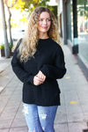 Explore More Collection - Classy Chic Black Mock Neck Chest Pocket Knit Sweater