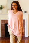 Explore More Collection - All For Love Peach Waffle Knit V Neck Dolman Top