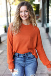 Explore More Collection - Pumpkin Spice Mock Neck Chest Pocket Knit Sweater